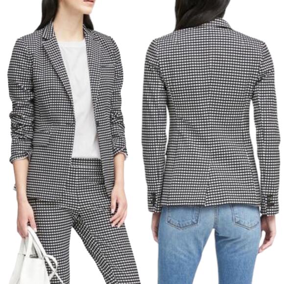 Banana Republic Long and Lean Blazer Jacket Gingham Size 2 - Picture 2 of 9